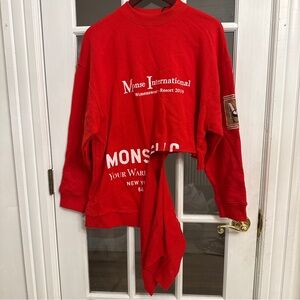 MONSE INTERNATIONAL Women's Red Asymmetrical Rip Sweatshirt Size M NEW